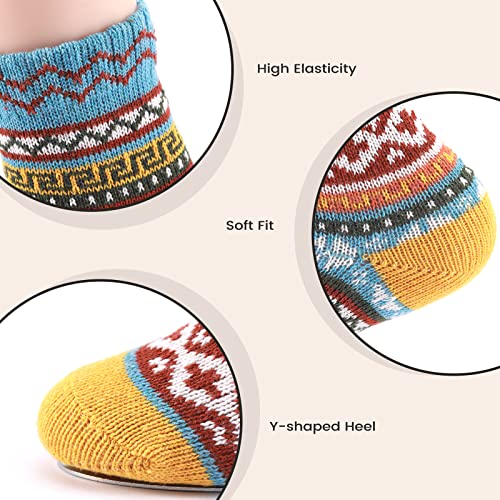 5 Pairs Wool Socks - Wool Socks for Women, Cozy Crew Socks, Warm Winter Socks for Women, Womens Vintage Socks, 6-103