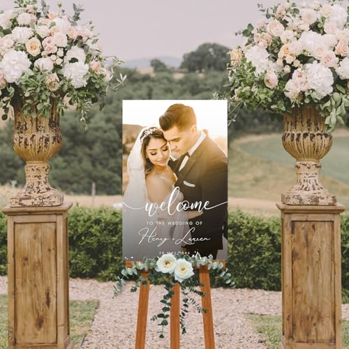 Personalized Welcome Sign With Photo, Custom Wedding Stands, Outdoor &
