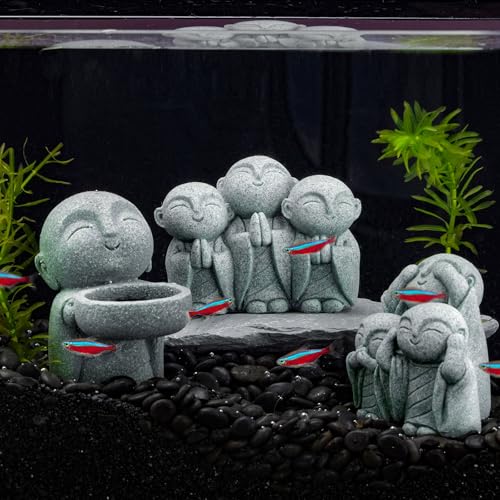 Mini estatua Zen monje rezando en piedra arenisca miniatura 5
