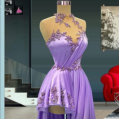 Keting Purple Crystals Satin Mermaid Halter Neck Prom Party Evening Dress Shower Celebrity Pageant Gown3