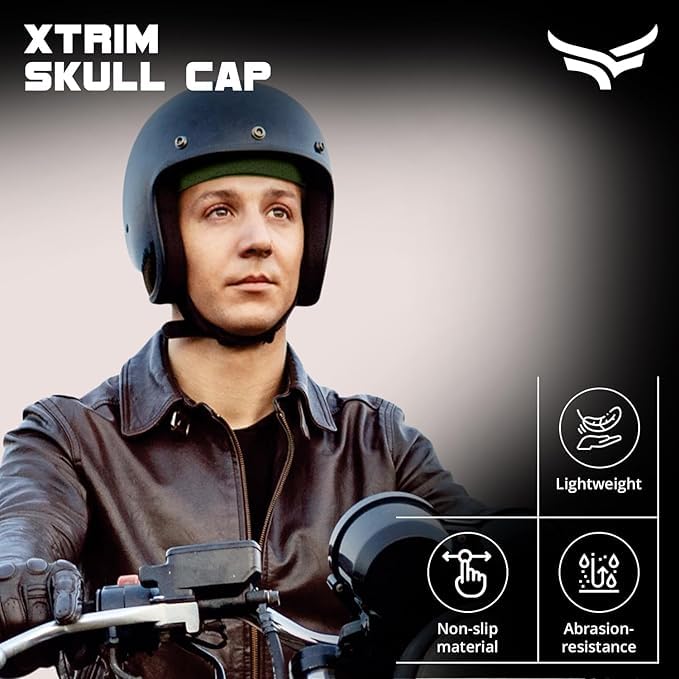 Image of XTRIM Unisex Helmet Skull Cap for Bikers & Cyclists, Cotton Head Cap, Hair Inner Helmet Cover Cap for Men, Sweat Cooling for Women, Skull Cap for Summer