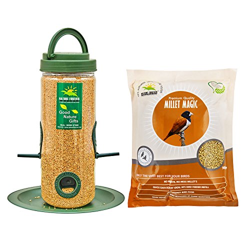 Image of wall mounted house feeder and magic millet bird food, 900g