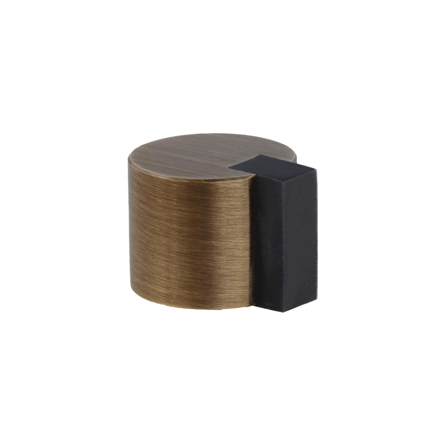 EVI Herrajes | Aged Brushed Door Stop | Adhesive Installation | Ø24x20mm | Brass Body | Black Rubber Protection | Functional and Decorative | I-19324LCU