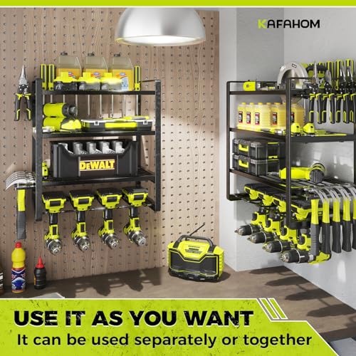 Kafahom Power Tool Organizer, 8 Drill Holder Wall Mount, 4 Layers Garage Tool Organizers And Storage Rack thumb #5