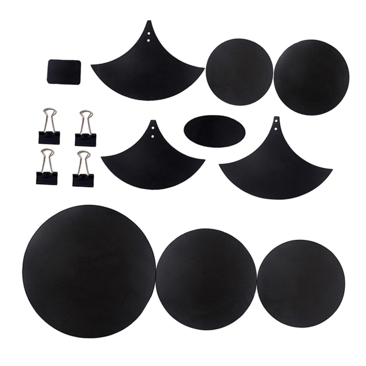 Toyvian 14Pcs Drum Mute Pad Drum Head Pad for Quiet Practice Drum Accessory Mat for Home Studio Use Black