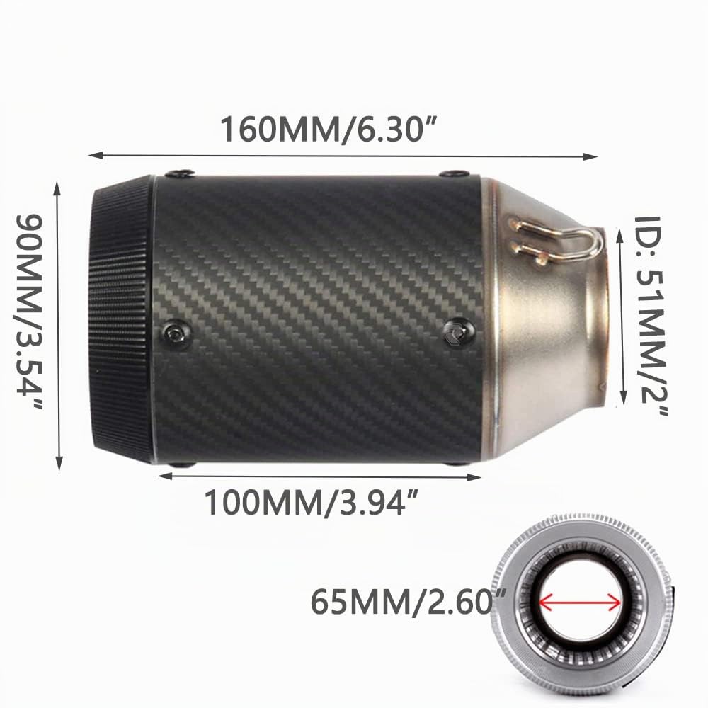 Tubo di scarico moto Riloer 51MM / 2 "Tubo silenziatore di scarico in fibra di carbonio adatto per Ka-wa-saki Z900