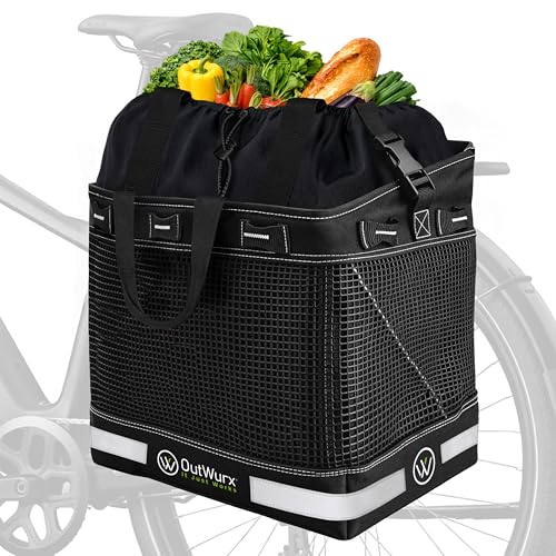 OutWurx Grocery Pannier for Bike or E-Bike Rack | Single 23L Bag | RideSecure 3-Point Lock-Down...