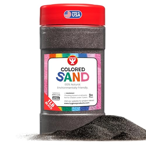 Image of Hygloss Colored Sand for Crafts - 1 lb Bottle, Black - Vibrant Colorful Fine Sensory Play Sand Art Kits for Kids - Classroom Activities for Children 3 4 5 6 7 8 9 10 11 12 - Safe for Ages 3+