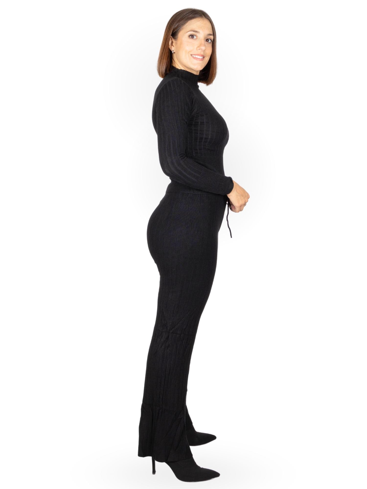 MAGIC SELECT Conjunto Punto Mujer 2 Piezas Conjunto de Jersey de Manga Larga con Pantalon Ajustable con Cordones. Set para Invierno, Otoño.