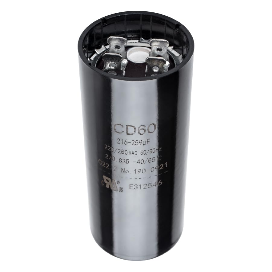 Canamax 216-259 uF/MFD 110-125V Round Start Capacitor - Compatible with AC Motor Run or Fan Start and Cool or Heat Pump Air Conditioner - Lot -1