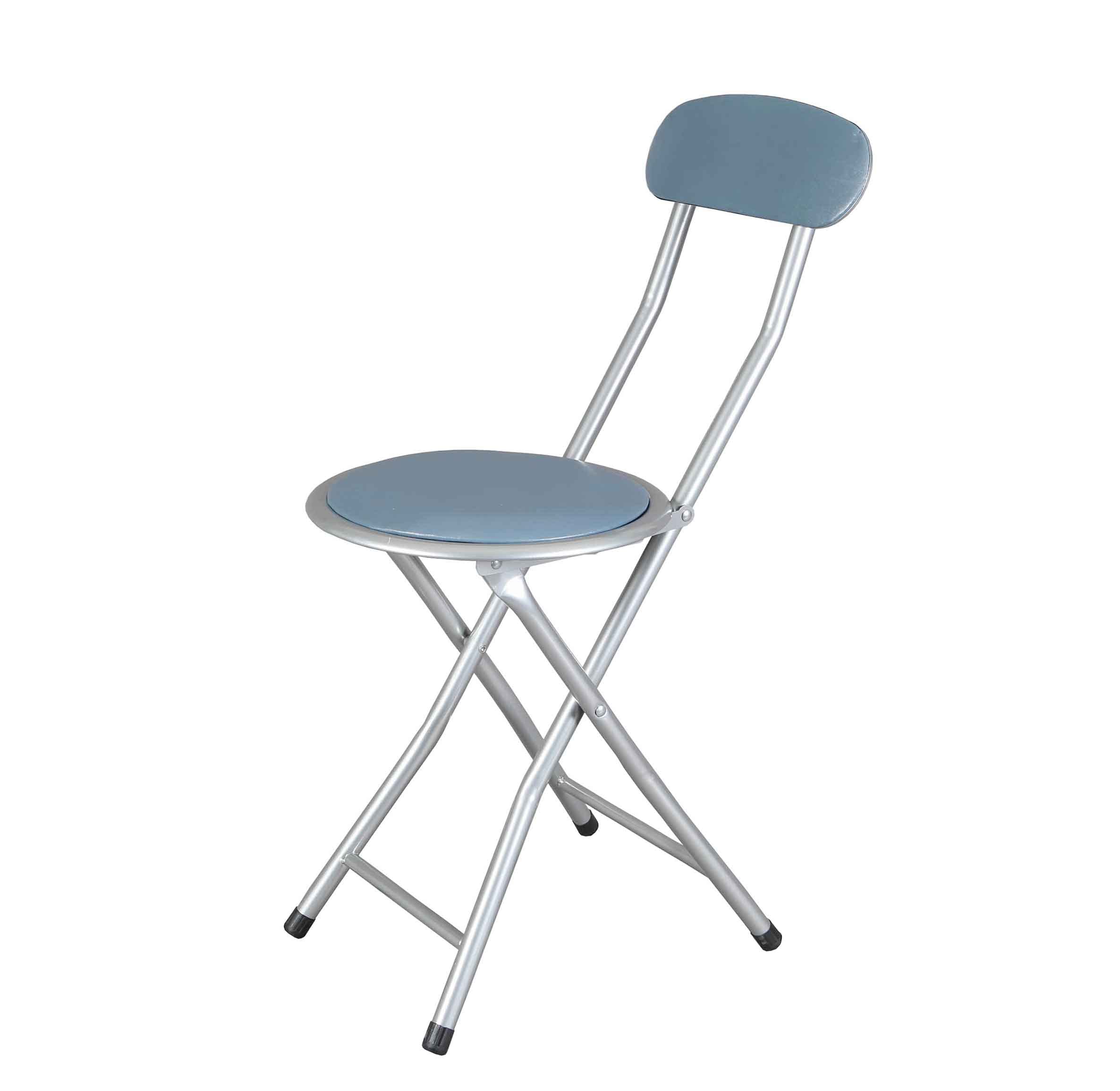 Taburete Plegable de Cocina - Silla Plegable de Metal con Asiento y Respaldo Acolchado - Silla Apta para Interior y Exterior - Alto. 72 cm x Diámetro. Ø30 cm - Gris