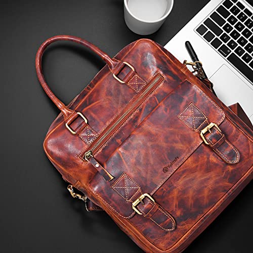 Genuine Leather Messenger Bag, Carry in Hand or Over The Shoulders, for Work, Travel or College