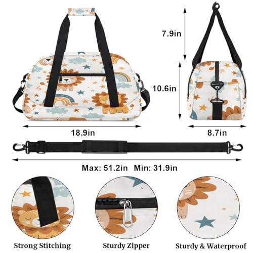 Lion Kids Duffle Bag, Overnight Weekender Bag Travel Duffle Bag Carry-On Tote for Swim Sport Gym Bag for Boys Girls2