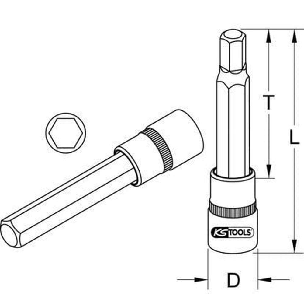 KS Tools 3/8" Drive Hex Bit Socket - 6mm Size, Clear Finish