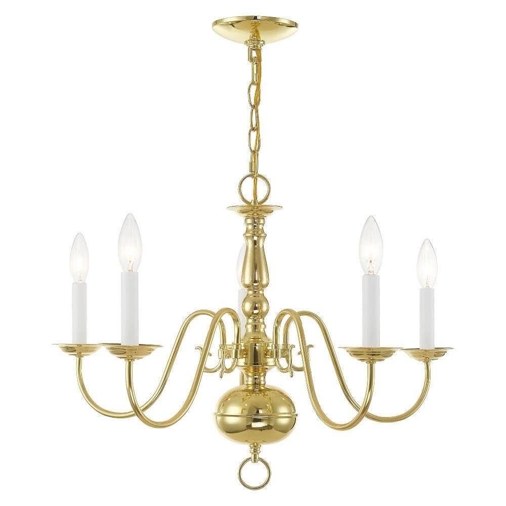 Livex Lighting 5005-02 Williamsburgh 5 Light Polished Brass Chandelier