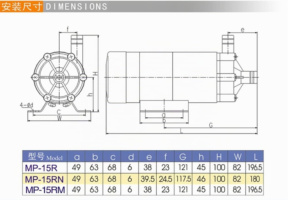 MP-15R Pompe Centrifuge De Circulation à Entraînement Magnétique, Micro-pompe à Liquide Pour Produits Chimiques Entraînement Par Roue Cycle Engineering Plastics