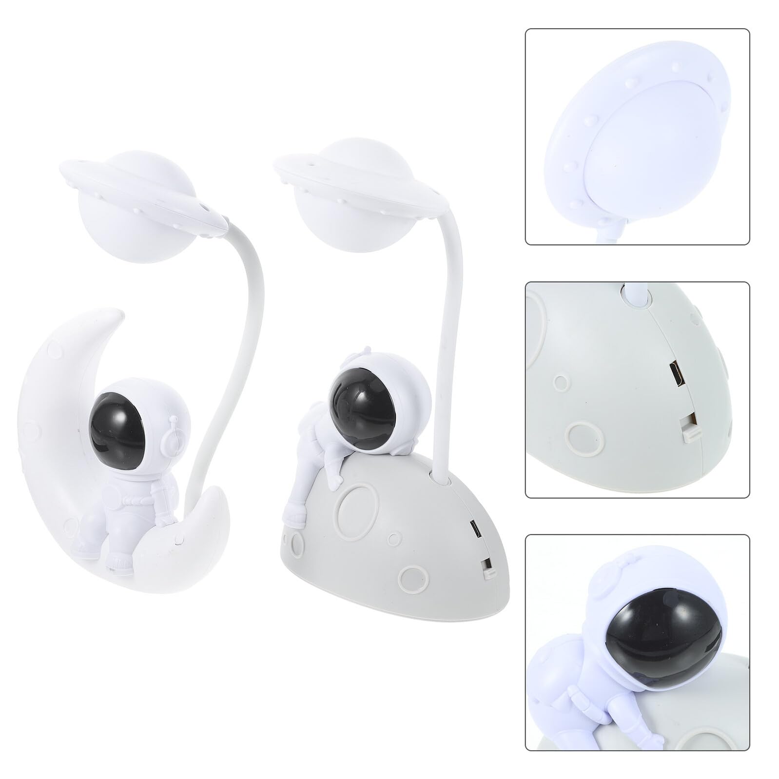 Lámpara de Noche USB Luz LED Juego de 2 Piezas Diseño de Astronauta y Luna Luz de Lectura Azul y Plateada para Hogar y Dormitorio Infantil