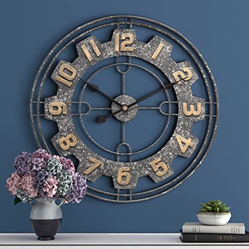 Thcisl Metal Wall Clock With Big Clocks For Living Room Decor, Modern Bedroom,24 Inch Large Wall Clock Battery Powered Silent Oversized Clock Grey #TOP5