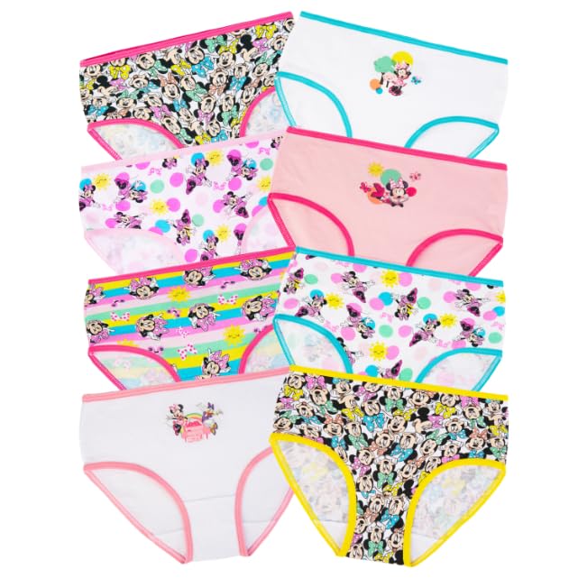 Handcraft Minnie Mouse Girls Panties Underwear - 8-Pack Toddler/Little Kid/Big Kid Size Briefs Mickey Clubhouse, 4T Assorted