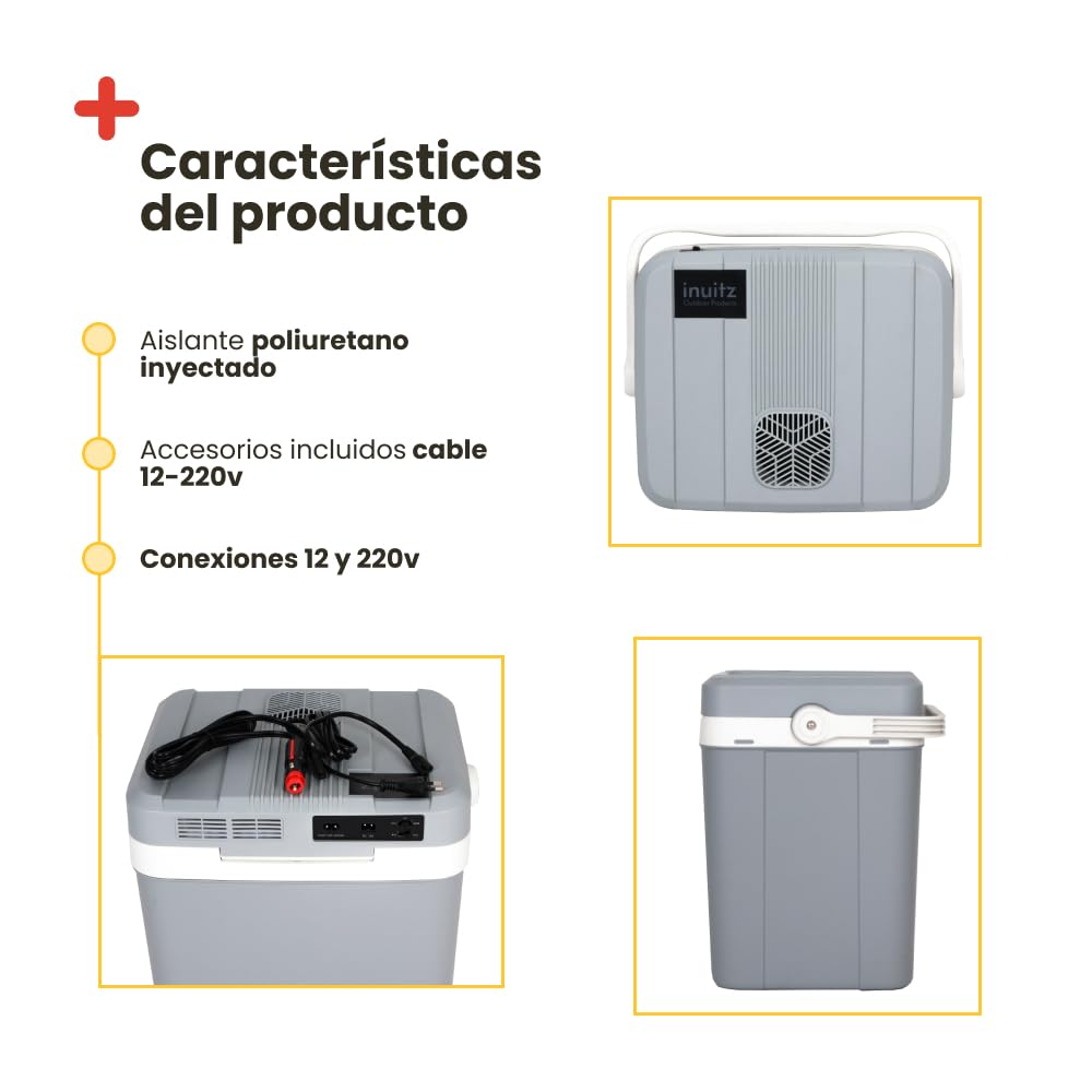 Nevera Portatil ELectrica 24L - Nevera 12V para Camping Compacta Escapadas, Picnic o como Nevera Coche