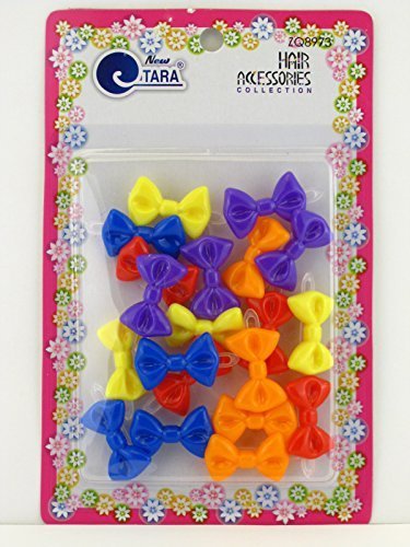 Tara Girls Self Hinge Plastic Bow Hair Barrettes - 20 Pcs.