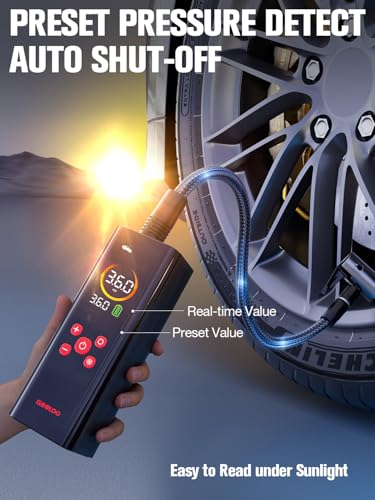 Image of GOOLOO AP150 PRO Tire Inflator Portable Air Compressor,Color LED Screen | 150PSI Air Pump with Digital Pressure Gauge, LED Light and Auto Shut-Off Function for Car, Motorcycle, Bicycle, Ball