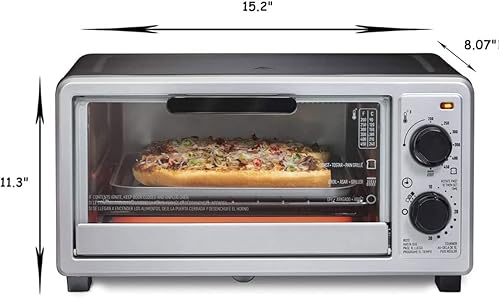 Miniatura 7 de Horno tostador multifunción de 4 rebanadas con horno tostada y asador con bandeja trasera y estante 1100 vatios