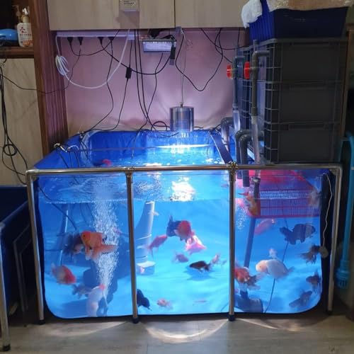 Acuario grande de lona de PVC para peces y mascotas acuáticas, marco de acero con ventana de visualización transparente, fácil montaje