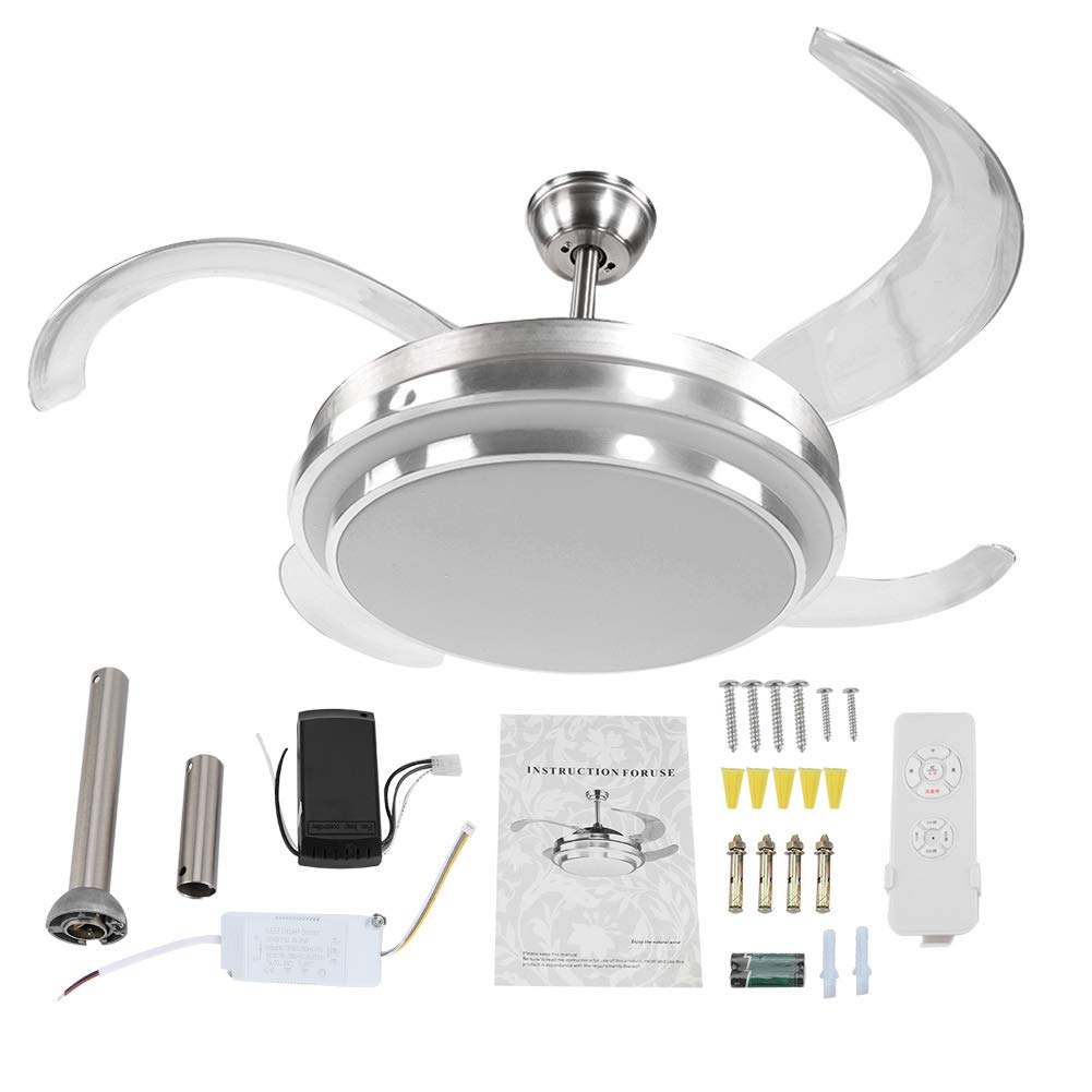 GOTOTOP 42inch Ceiling Fan Light with Remote Control and Dimmable Light, LED Ceiling Fan with Three-Colors Changeable Lights and Remote Control 4 Blades Ceiling Fan for Living Room Restaurant Bedroom