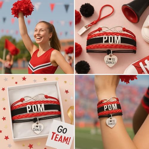 Image of Sportybella Pom Charm Bracelet- Infinity Love Adjustable Pom Dance Jewelry