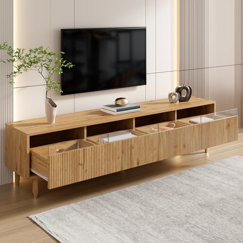 Meuble TV 120 cm 4 tiroirs rangement LED – BTM