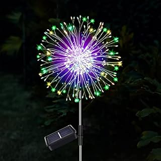 yowin Solar Firework Lights 120 LED Solar Garden Stake Lights, 8 Modes Solar Starburst Lights Outdoor Waterproof Solar Pathway Lights for Patio Backyard Flowerbed Party Decorations (Multicolor)