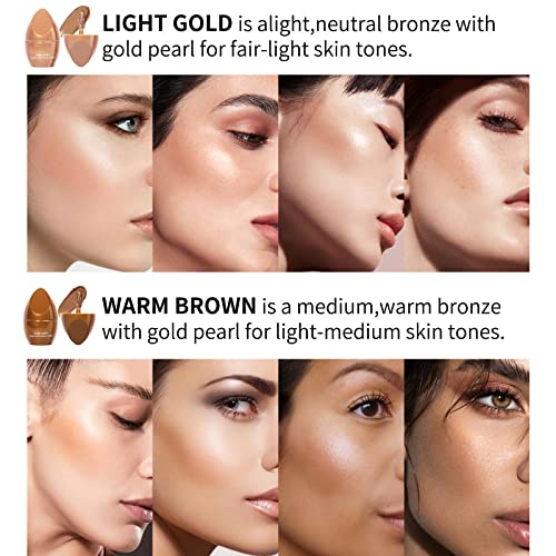 Sumeitang Liquid Highlight, Bronzer Illuminator, Cream Face Brightening And Shadowing Stick, Glow Highlighting Face Contouring Deepening Contour Side Shadow Makeup Long Lasting Shimmer - Red Brown #TOP3