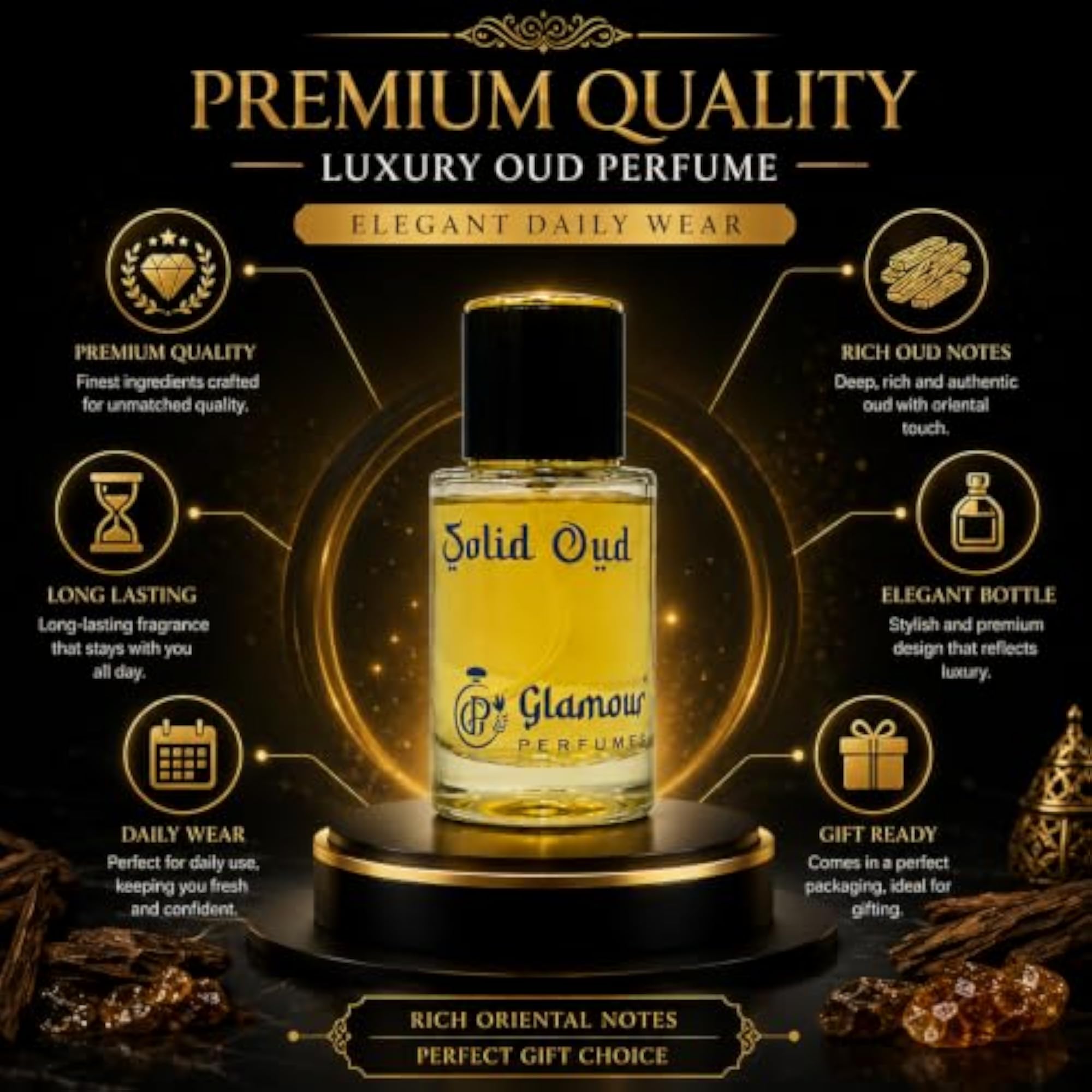 Solid Oud Eau De Parfum, Unisex Luxury Fragrance
