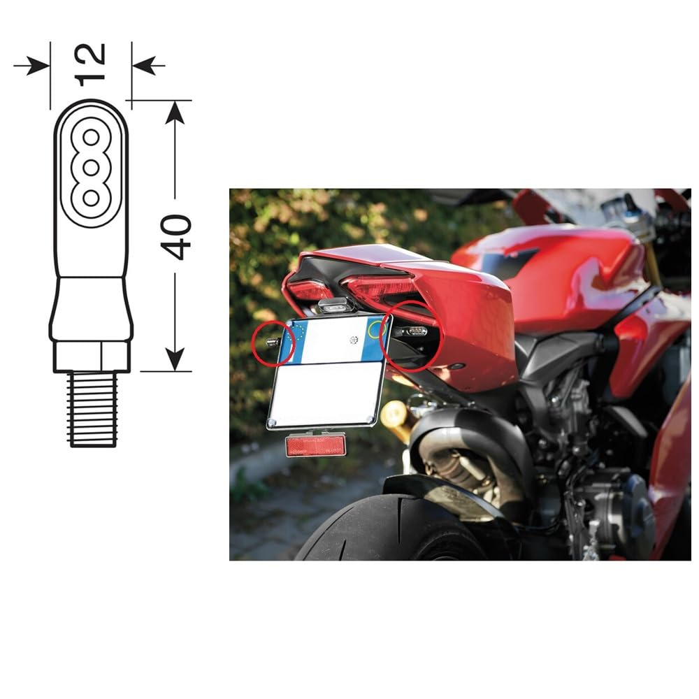 Area1 Indicatore di direzione LED per moto, compatibile con G 310 R, G 310 GS/compatibile con C 400 X, C 600, 650 GT (omologato e 2 pezzi) (V5