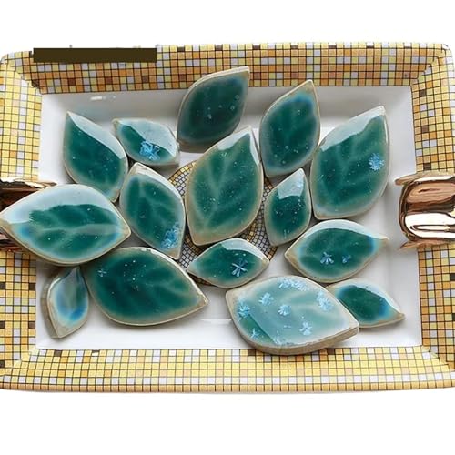 IUVYTA Azulejos de Mosaico de cerámica Irregulares, 100g de Color, DIY, Hacer mosaicos, Piedras for Manualidades, Hobby, Artes, decoración de Pared, pétalo, Hoja, Hobby para Manualidades