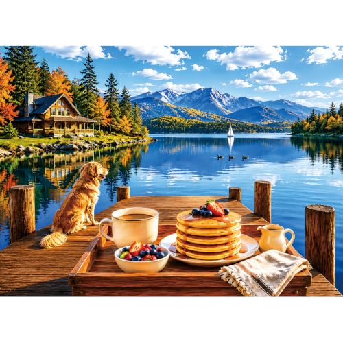 500 Piece Lake View Jigsaw Puzzle for Adults, Cozy Mountain Retreat Puzzle