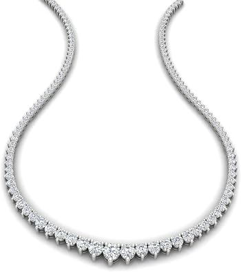 Fascinating Diamonds 14K Gold Round Cut Lab Grown Diamond Graduating and Straight Design Riviera Tennis Necklace for Women E-F-G Color, VS1-VS2 Clarity