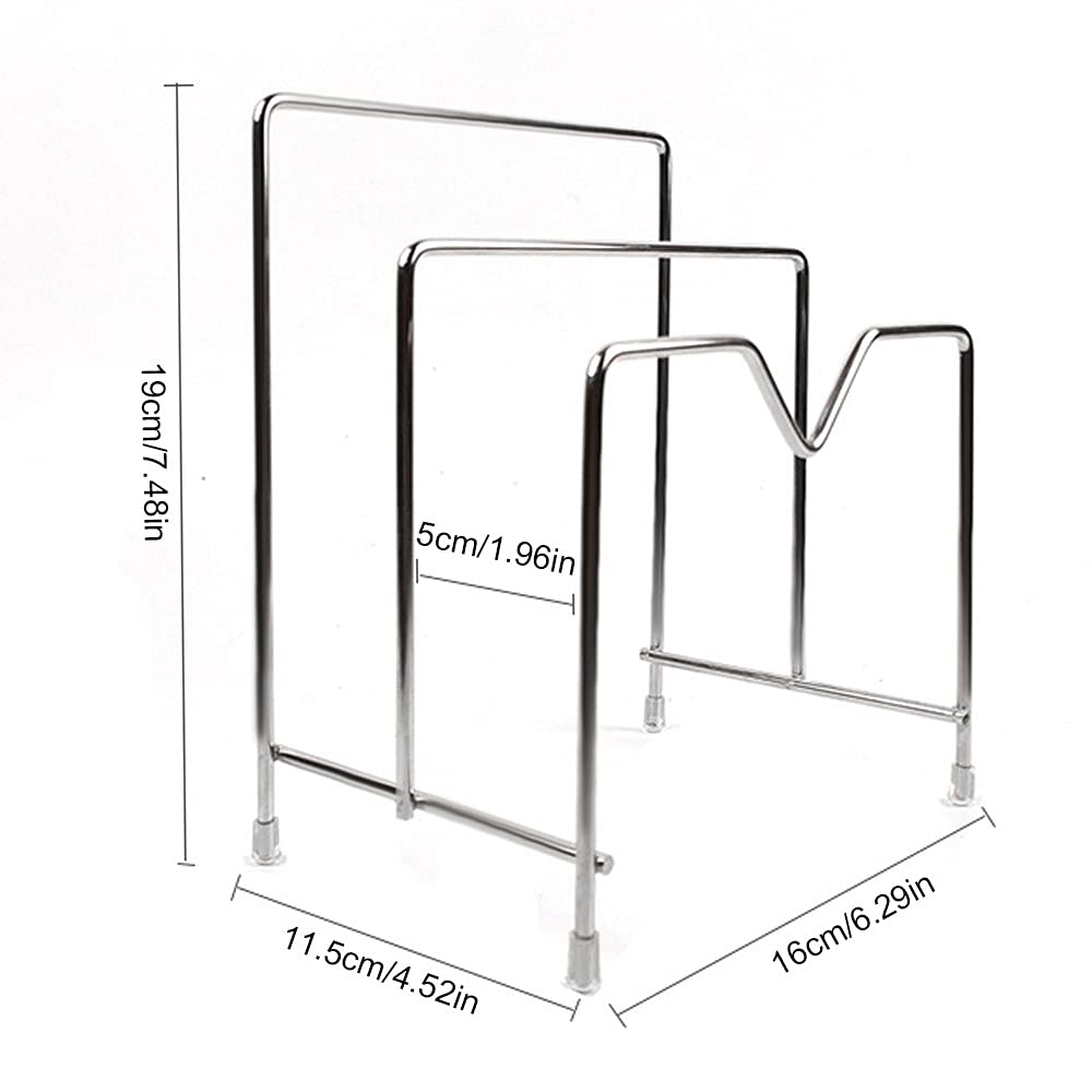 Schneidebrett Rack, Edelstahl Schneidebrett Halter Ständer, 2 Fächern Schneidebretthalter Topfdeckel Halterung, Kitchen Bakeware Organizer für Schränke, Pantries