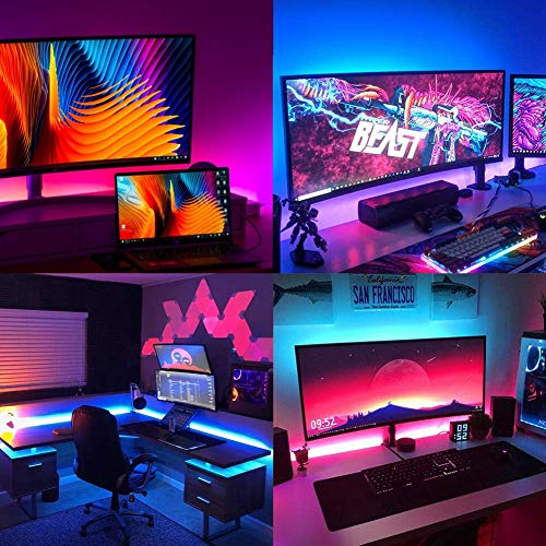 Led Strip Light, 44 keys IR remote DC12V 16.4ft Dimmable Warm Cool White RGB 5050 Color Changing Led Tape Kit Christmas Lights for Bedroom, Cupboard, Wine Cabinet, Xmas, Gift, Staircase - Image 3