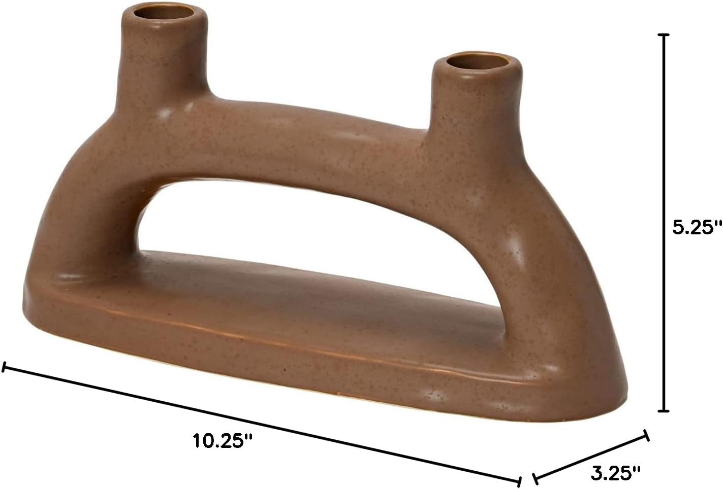 Creative Co-Op Modern Stoneware Double Taper Holder, Matte Brown
