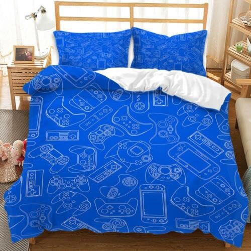 Housse de Couette 220x240 Bleue en Microfiber 110g/㎡ au Toucher Soyeux