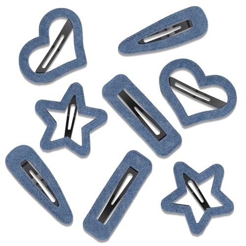 Pinzas clásicas con tela denim 8 piezas azul miniatura 1