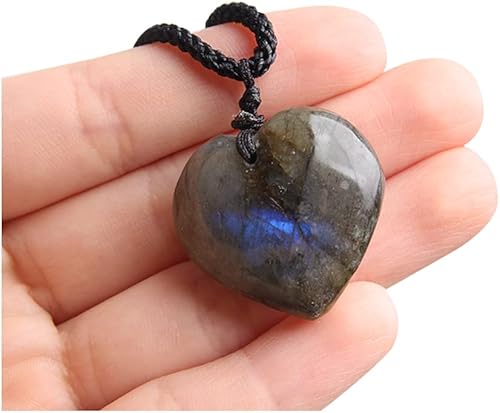 1 unids Natural Corazón Colgante Labradorita Collar Gema Piedra Lunar Piedra Cristal Cuarzo US, Gema, Cuarzo