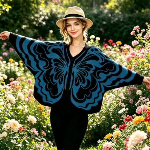 Womens Butterfly Cardigan Butterflies Wing Cloak Shawl Sweater Coats - image 7