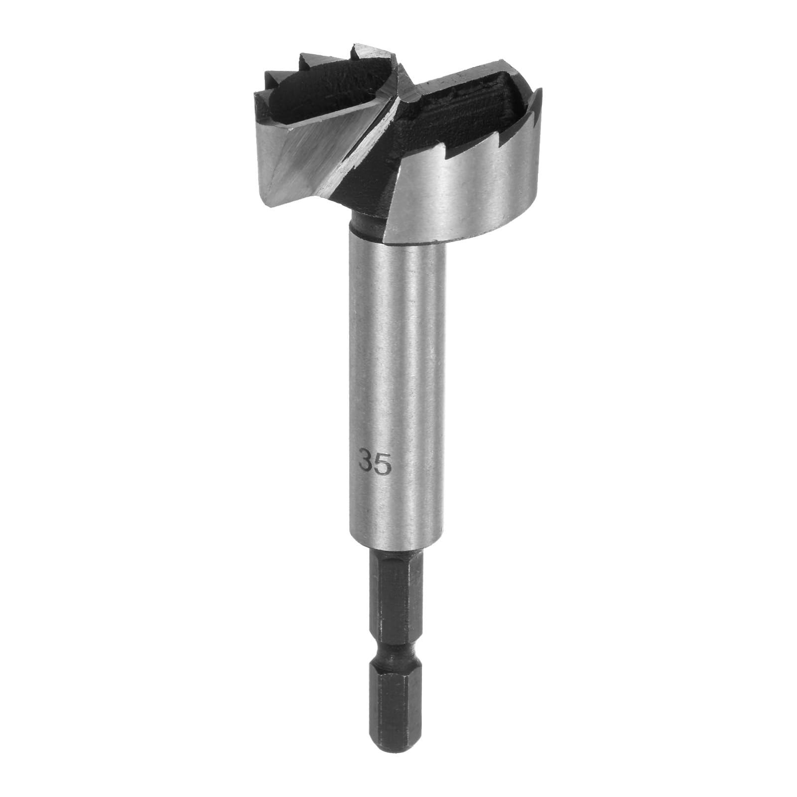 M METERXITY Forstner Drill Bit for Woodworking 1-3/8in (35mm) Carbon Steel Tip Hex Shank Hinge Cutter for Hard Wood/Plastic/Plywood/MDF