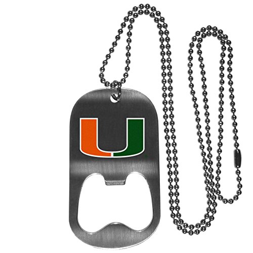 NCAA Siskiyou Sports Fan Shop Miami Hurricanes Bottle Opener Tag Necklace 20 inch Steel