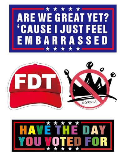 Image of Anti Trump Bumper Sticker No Kings Stickers Fuck Trump Sticker Anti MAGA Stickers, Anti MAGA Merchandise are We Great Yet Resist Decal, UWHENBO No Residue Leaves, Funny FDT Decal