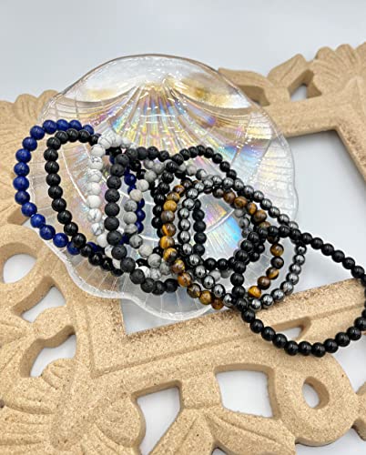 Bomail 9Pcs Gemstone Beaded Bracelets For Men Women 6Mm Round Beads Bracelets Set Semi-Precious Gemstone Beads Bracelets Matte Lava Rock Volcanic Tiger Eye Stone Yoga Healing Energy Crystal Stretch Bracelets Set Unisex #TOP6
