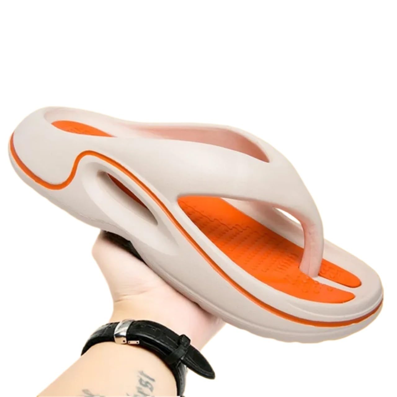 GOXQIT Flip-Flops Summer Slippers Men Flip Flops Thick Soled EVA Soft Slides For Men Non-Slip Sandals Outdoor Beach Summer Shoes for Men(Color2,45-46)